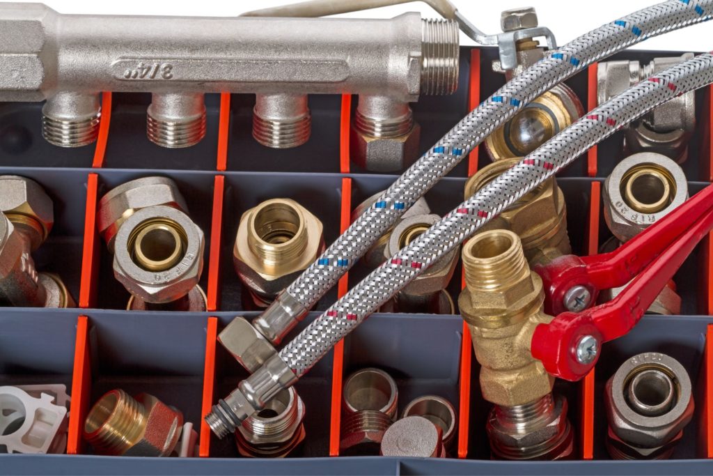 A box of plumbing parts